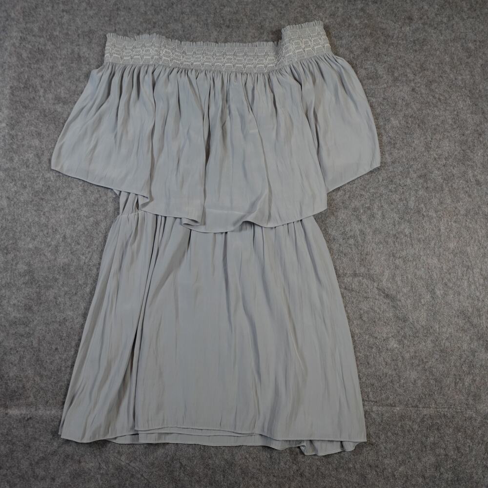 Ramy Brook Dress Womens Small Sadie Mini Ruffle Tiered Satin Silver Revolve - Picture 4 of 12